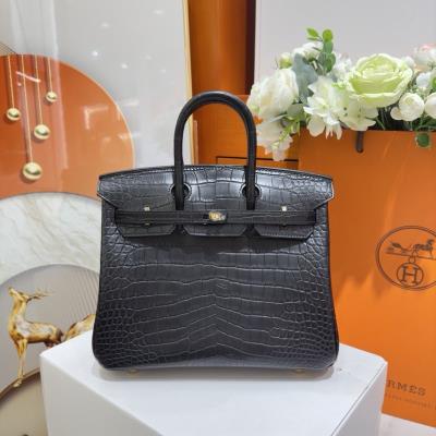 wholesale quality birkin 25 matte alligator noir ghd 